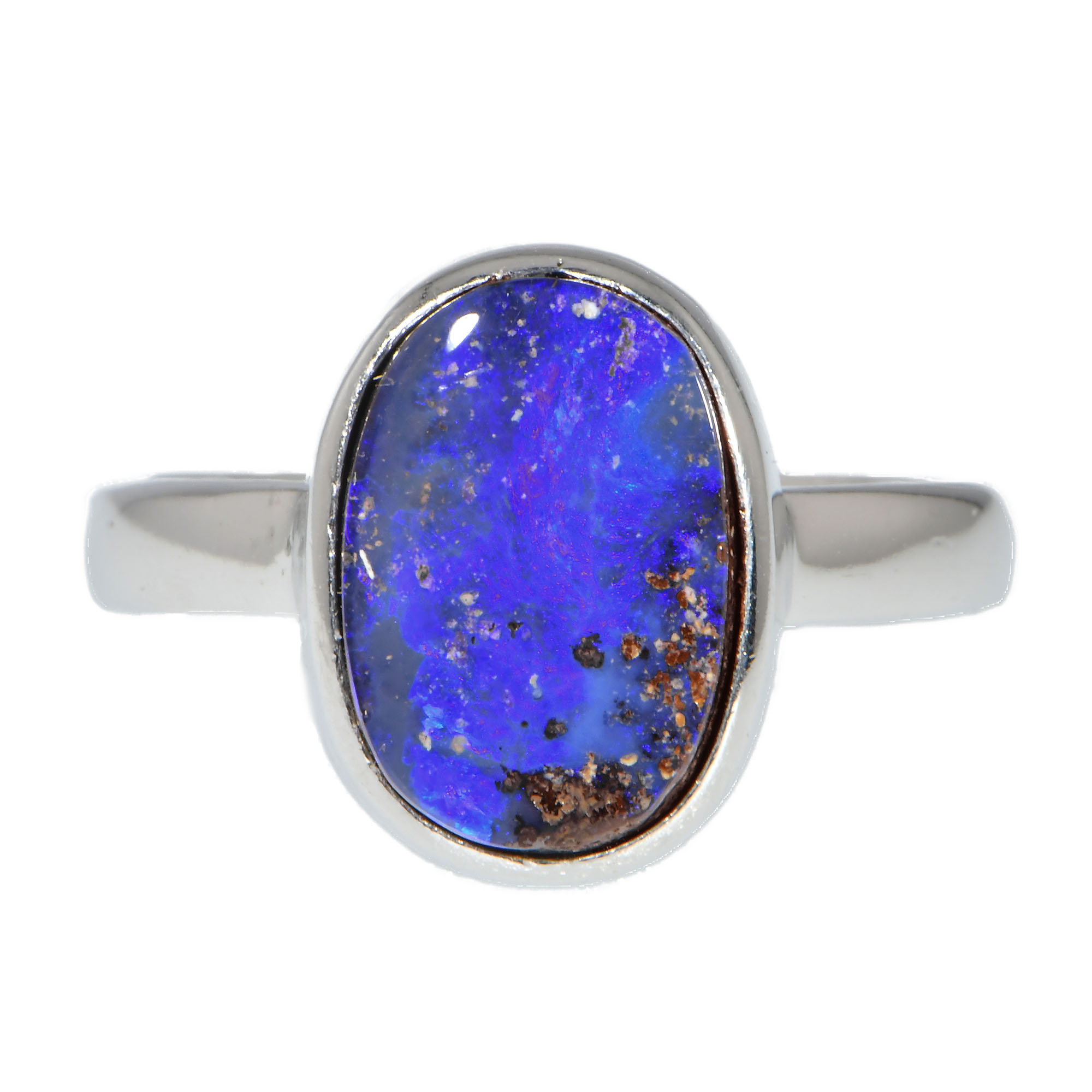 Sterling Silver Solid Australian Boulder Opal Ring 15 ct
