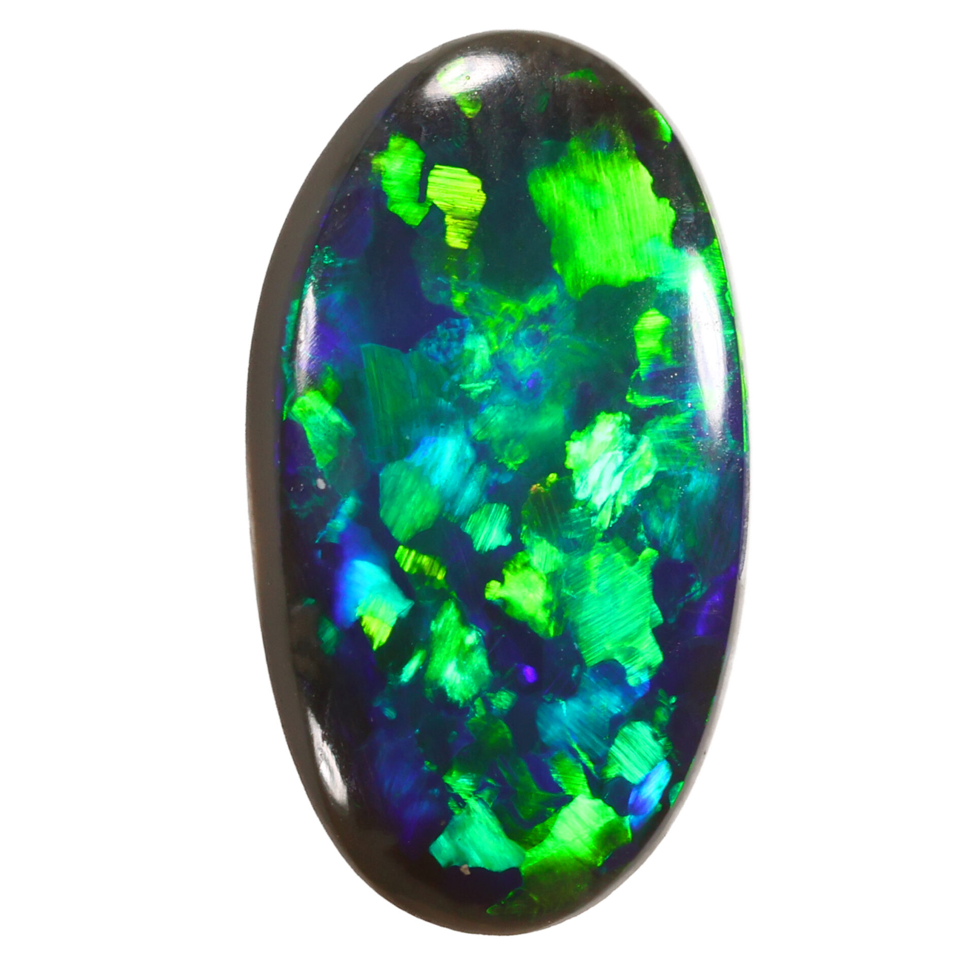 0.5ct Natural Black Opal Oval Cut with Bright Green and Blue Flashes, source from Lightning Ridge, Australia