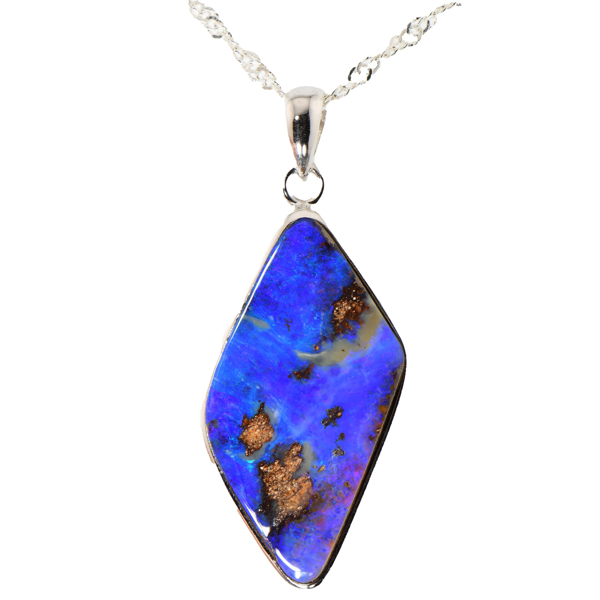 Boulder Opal Pendant 26 ct, Sterling Silver Blue Purple Opal