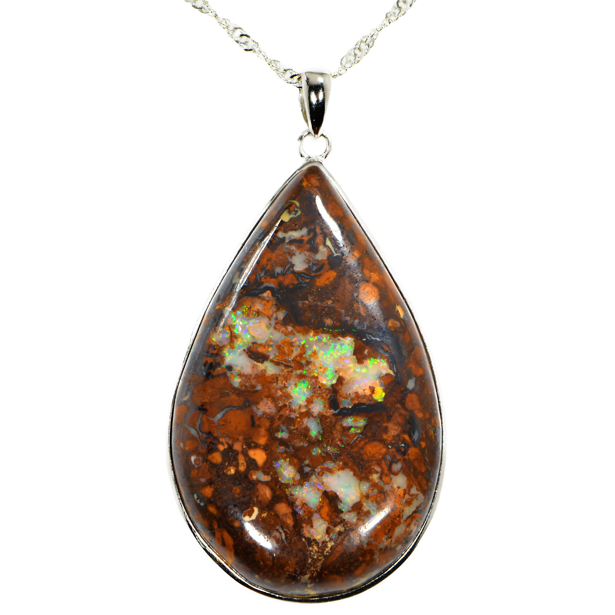Silver Australian Boulder Opal Pendant with Necklace 86 ct