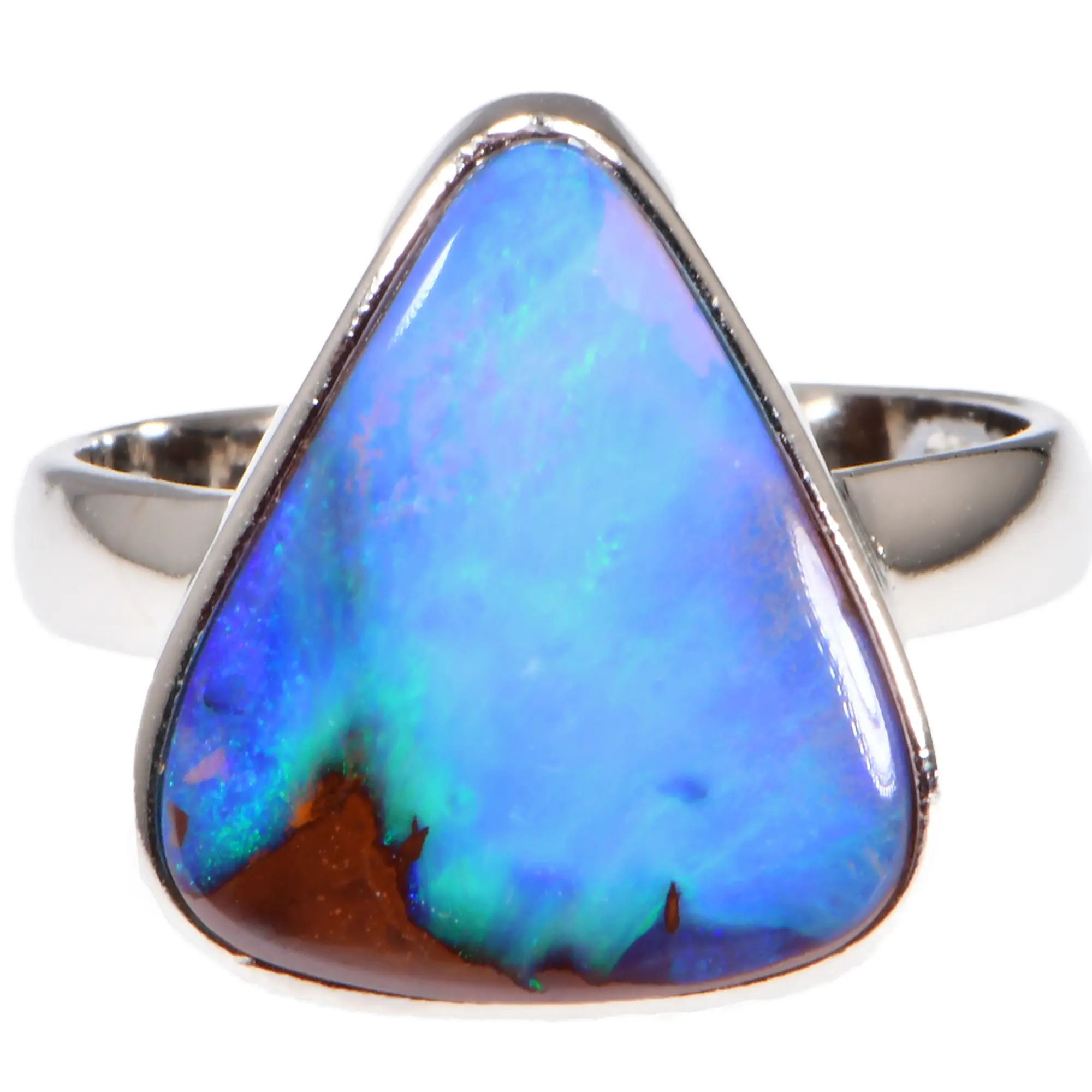 Sterling Silver Ocean Beach Blue Boulder Opal Ring 24 ct US 7 3-4