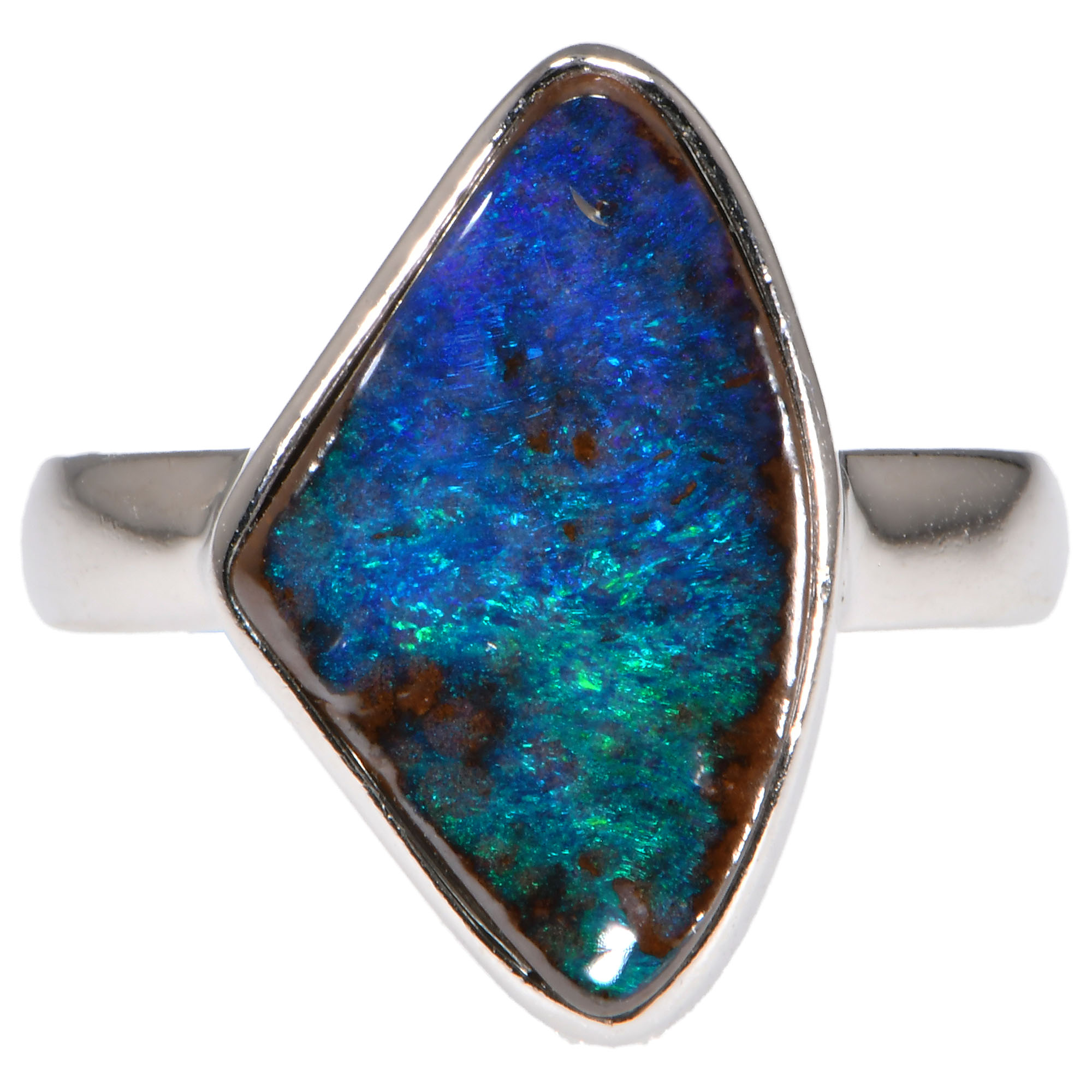 Sterling Silver Ocean Boulder Opal Ring 21 ct US 7