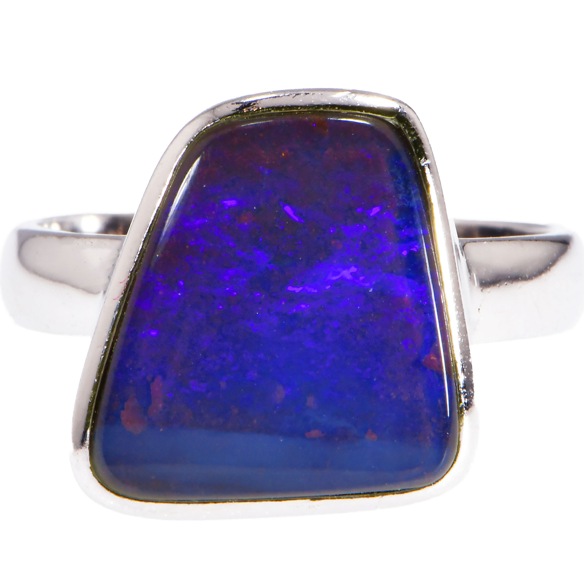 Sterling Silver Purple Boulder Opal Ring 20ct US7