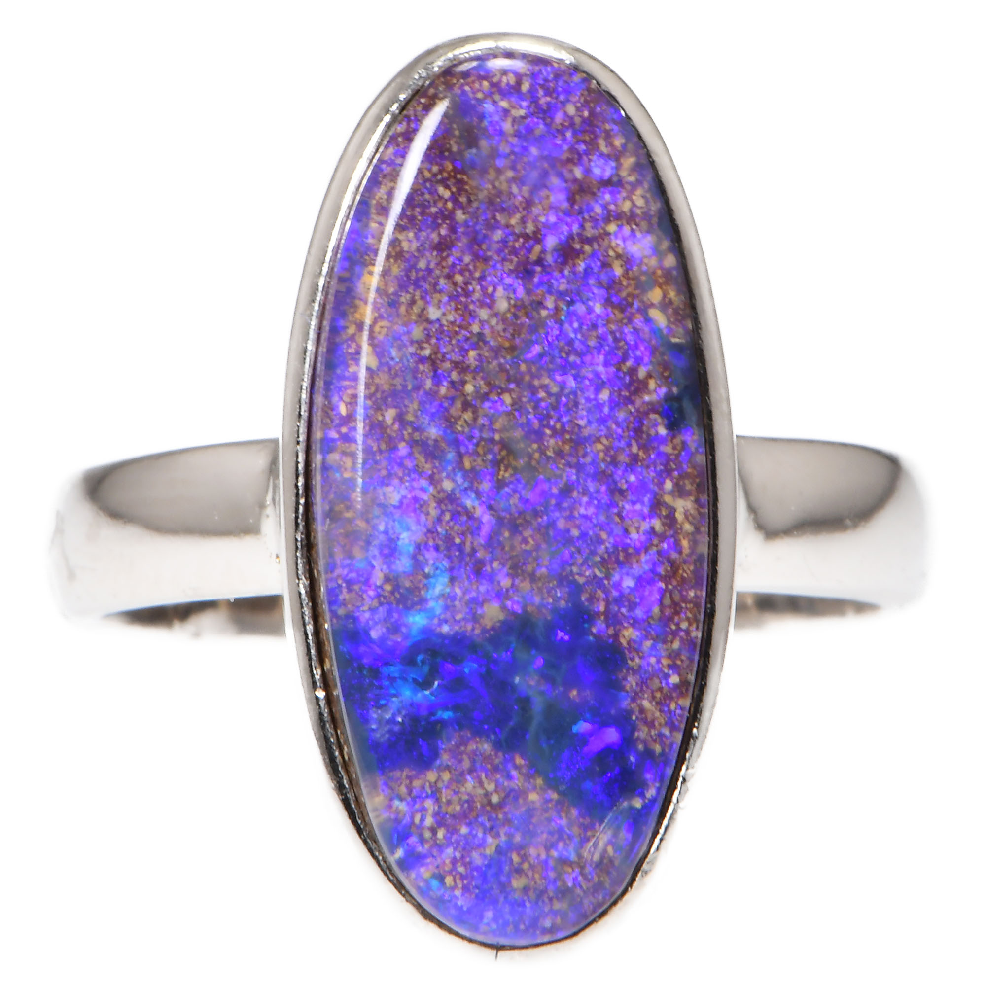 Sterling Silver Purple Boulder Opal Ring 22ct US7