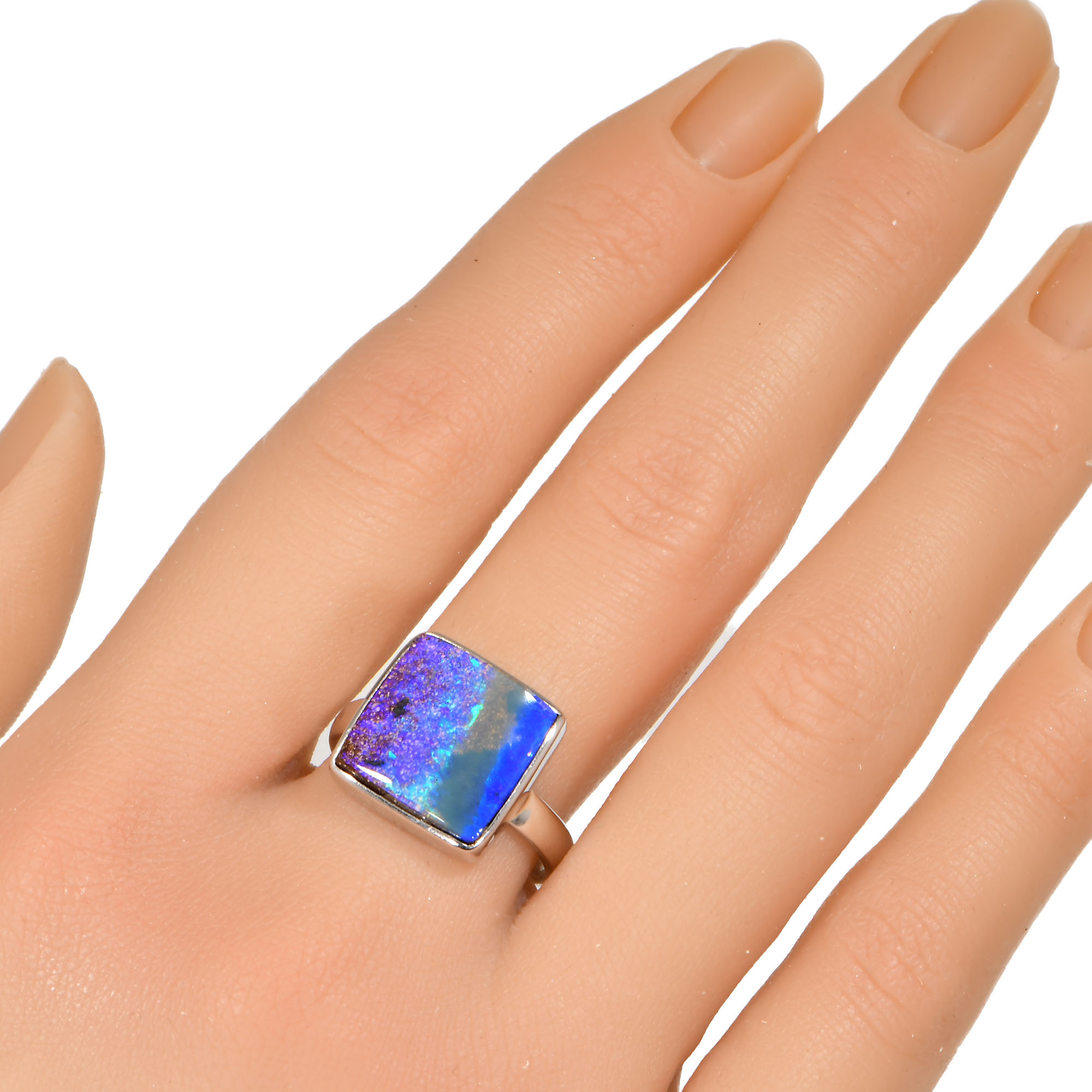 Sterling Silver Purple Boulder Opal Ring 25ct US8 1-2-hand shot2