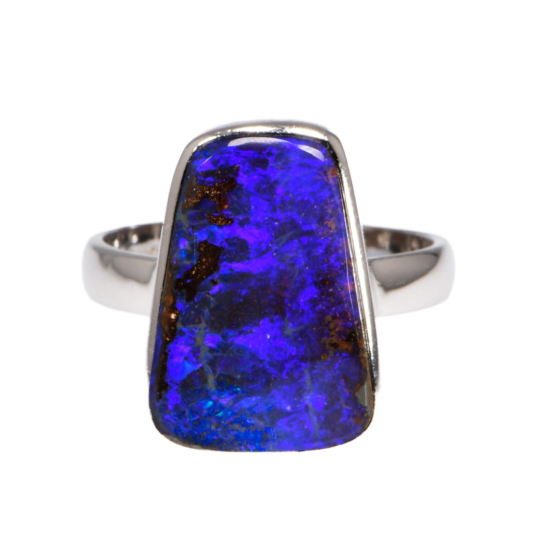 Sterling Silver Purple Boulder Opal Ring 27.5 ct US 9