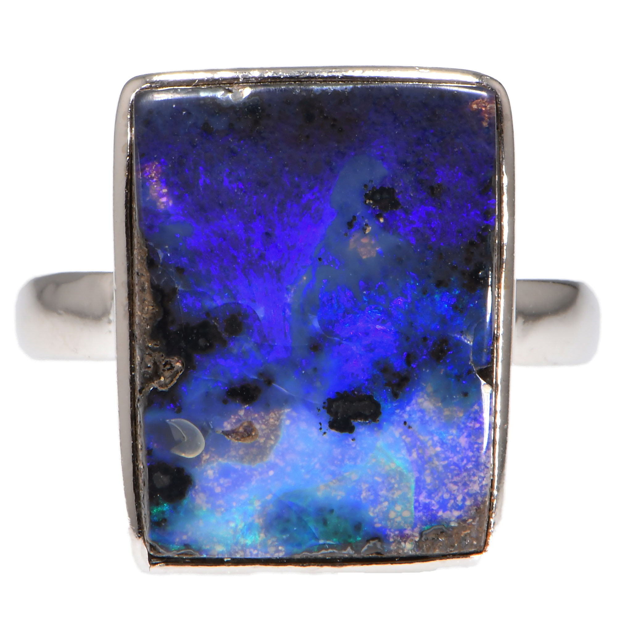 Sterling Silver Purple Boulder Opal Ring 30 ct US 9