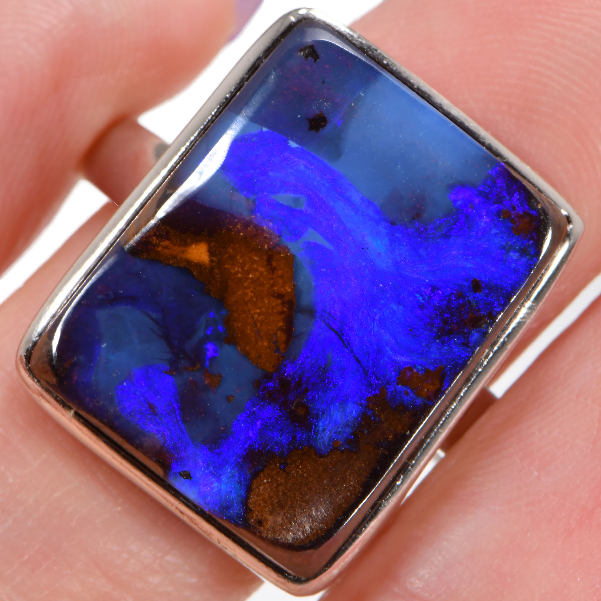 Sterling Silver Purple Boulder Opal Ring 37 ct US 8 3-4-hand shot2