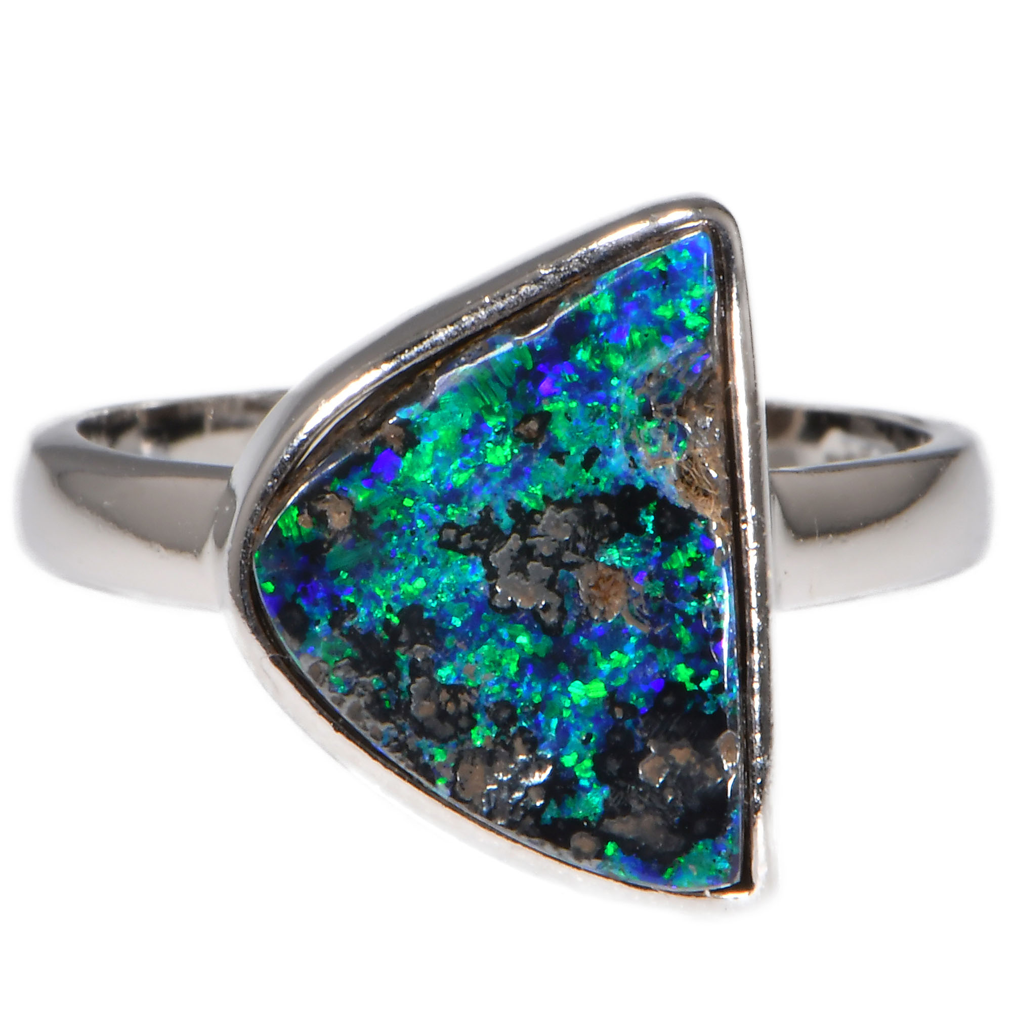 Sterling Silver Sparkling Boulder Opal Ring 16 ct US 7