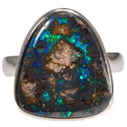 Sterling Silver Sparkling Boulder Opal Ring 28.5 ct US 6 1-4 - Copy
