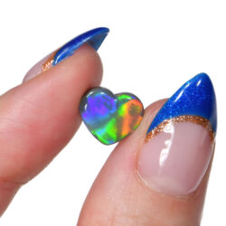 Orange Yellow Green Heart Shape Black Opal 2.35 ct-hand shot1