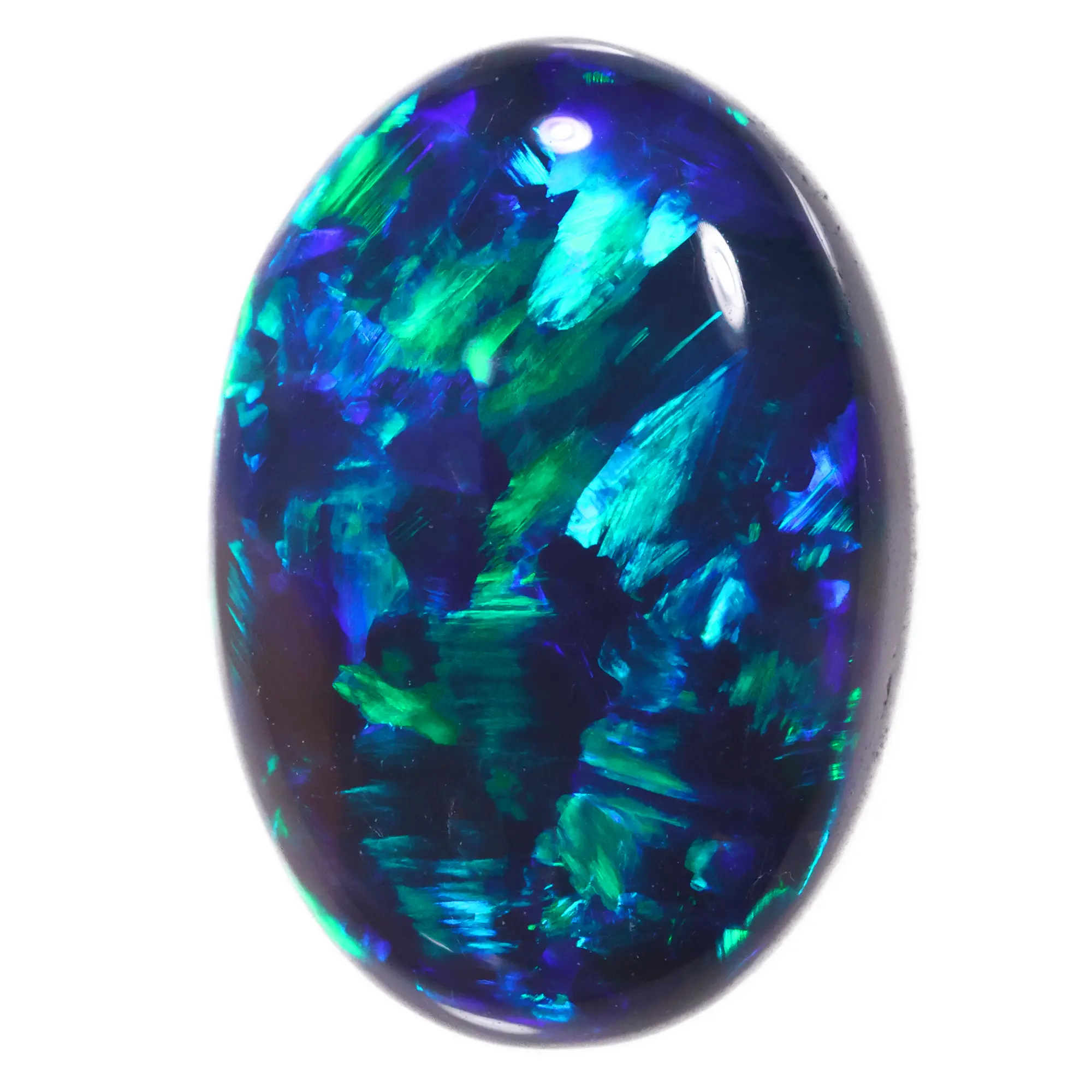 Black Opal Oval - 3.06 ct Green Blue Natural Stone