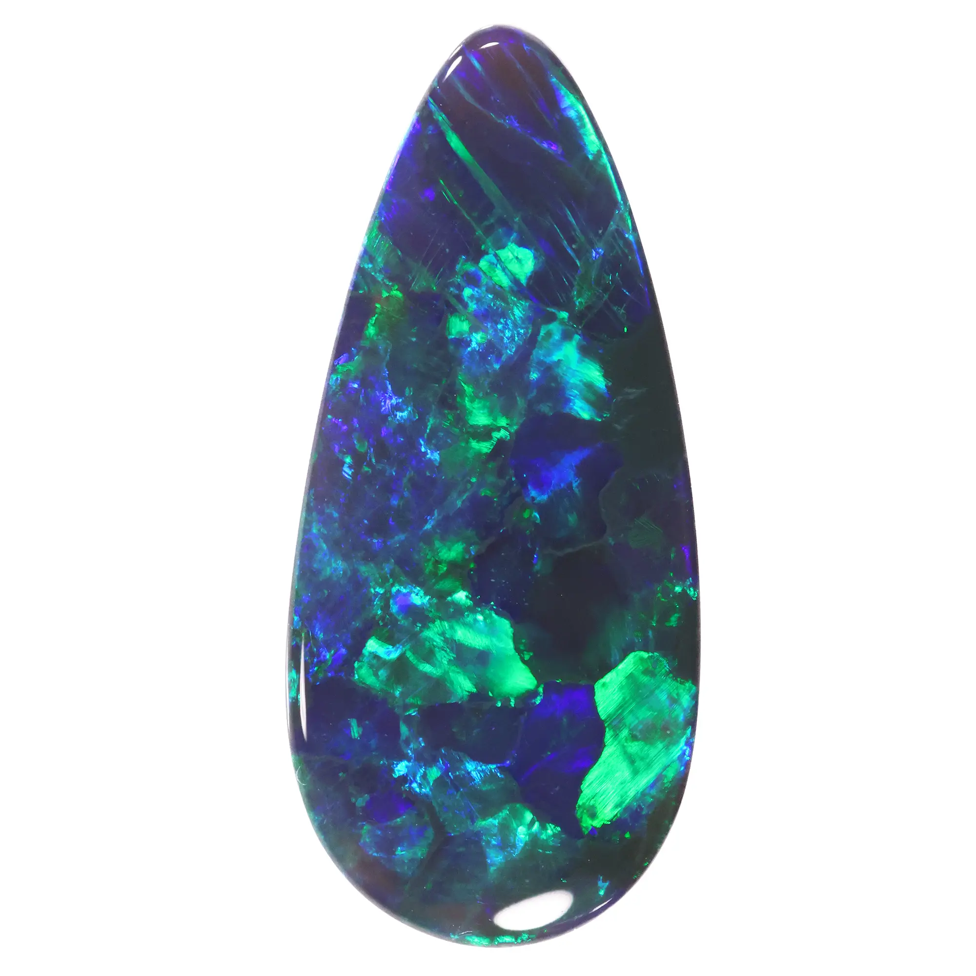 Black Opal Teardrop – 2.84 ct Green Blue Fire Gemstone