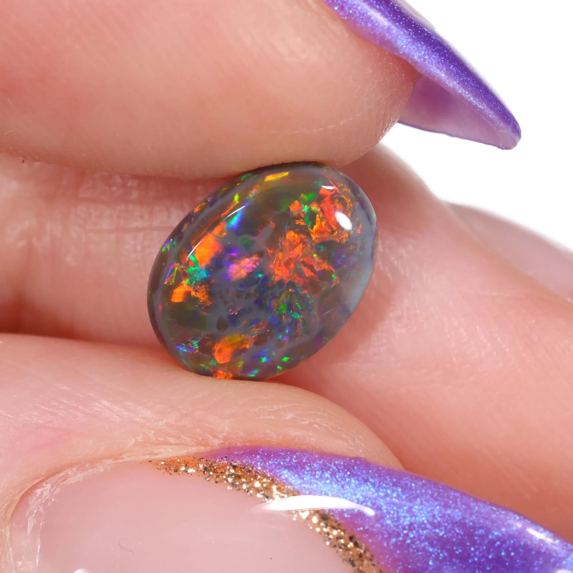 Dark Opal - 1.6 ct Orange Yellow Natural Australian Stone - hand shot1