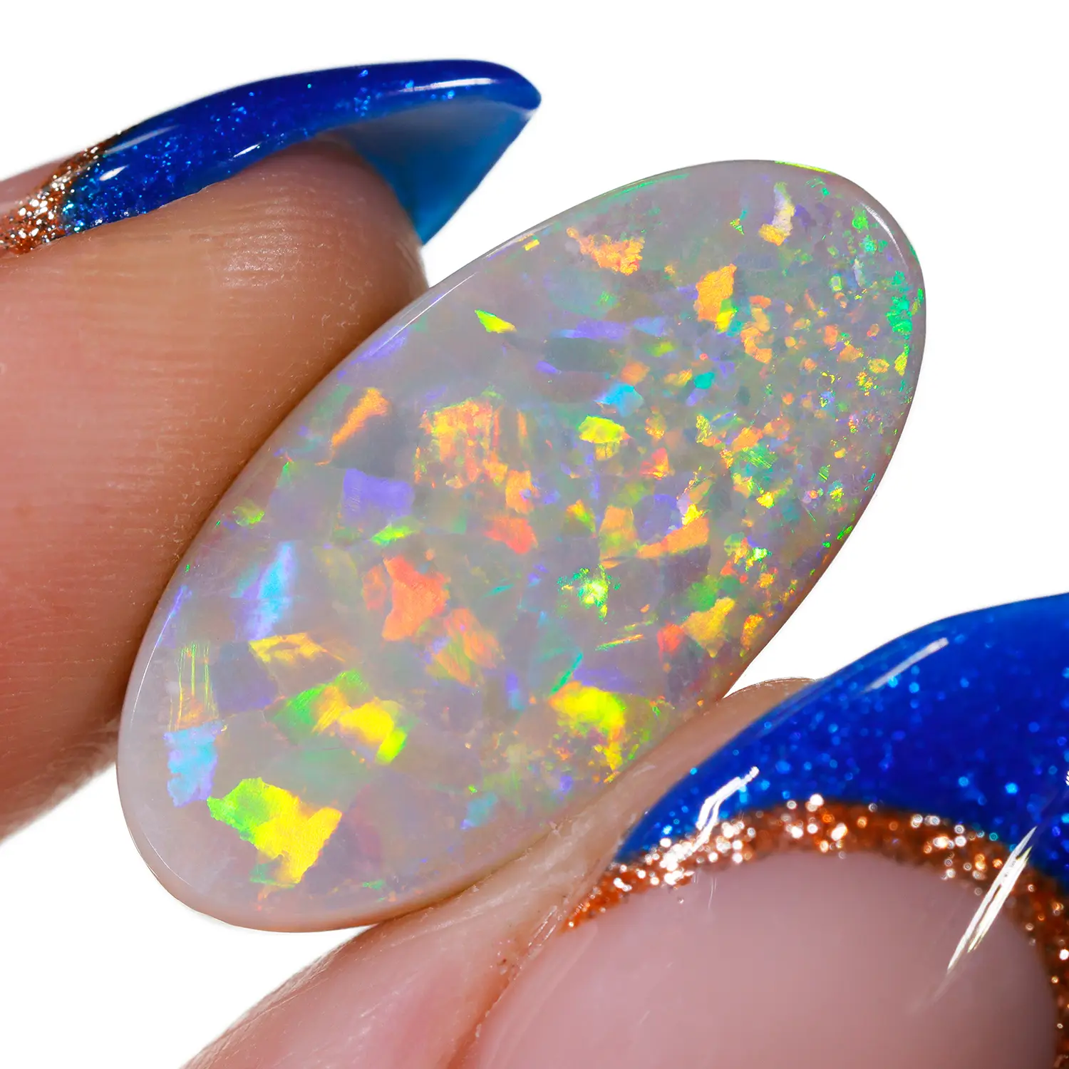 8.67ct Natural Dark Opal Oval Cut Flagstone Pattern Vibrant Play-of-Color Australian Solid Gemstone