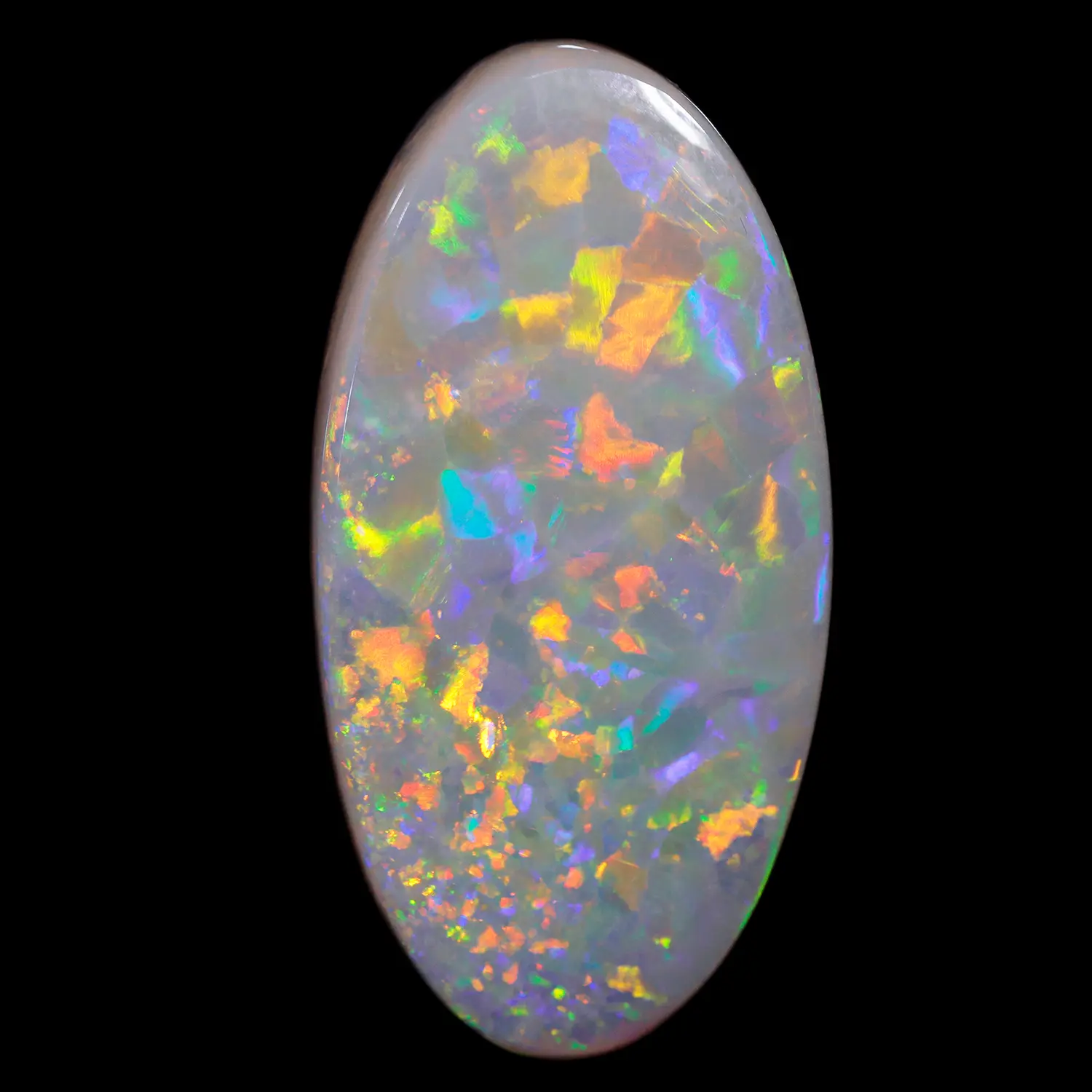 8.67ct Natural Dark Opal Oval Cut Flagstone Pattern Vibrant Play-of-Color Australian Solid Gemstone