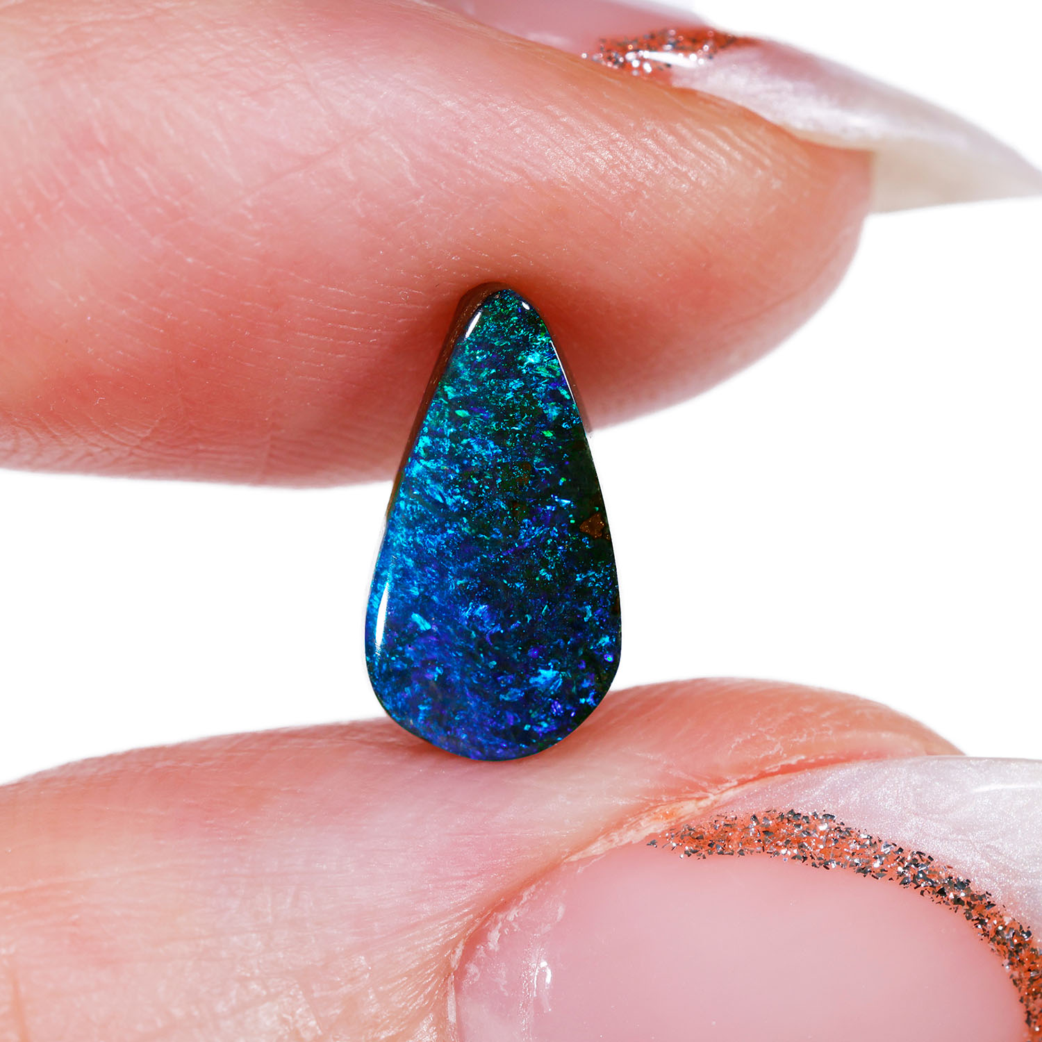 Blue Green Boulder Opal 1.72 ct-hand shot