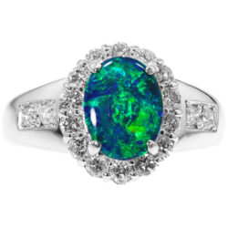 Green Black Opal 1.39 ct set in 18K White Gold Ring - Copy