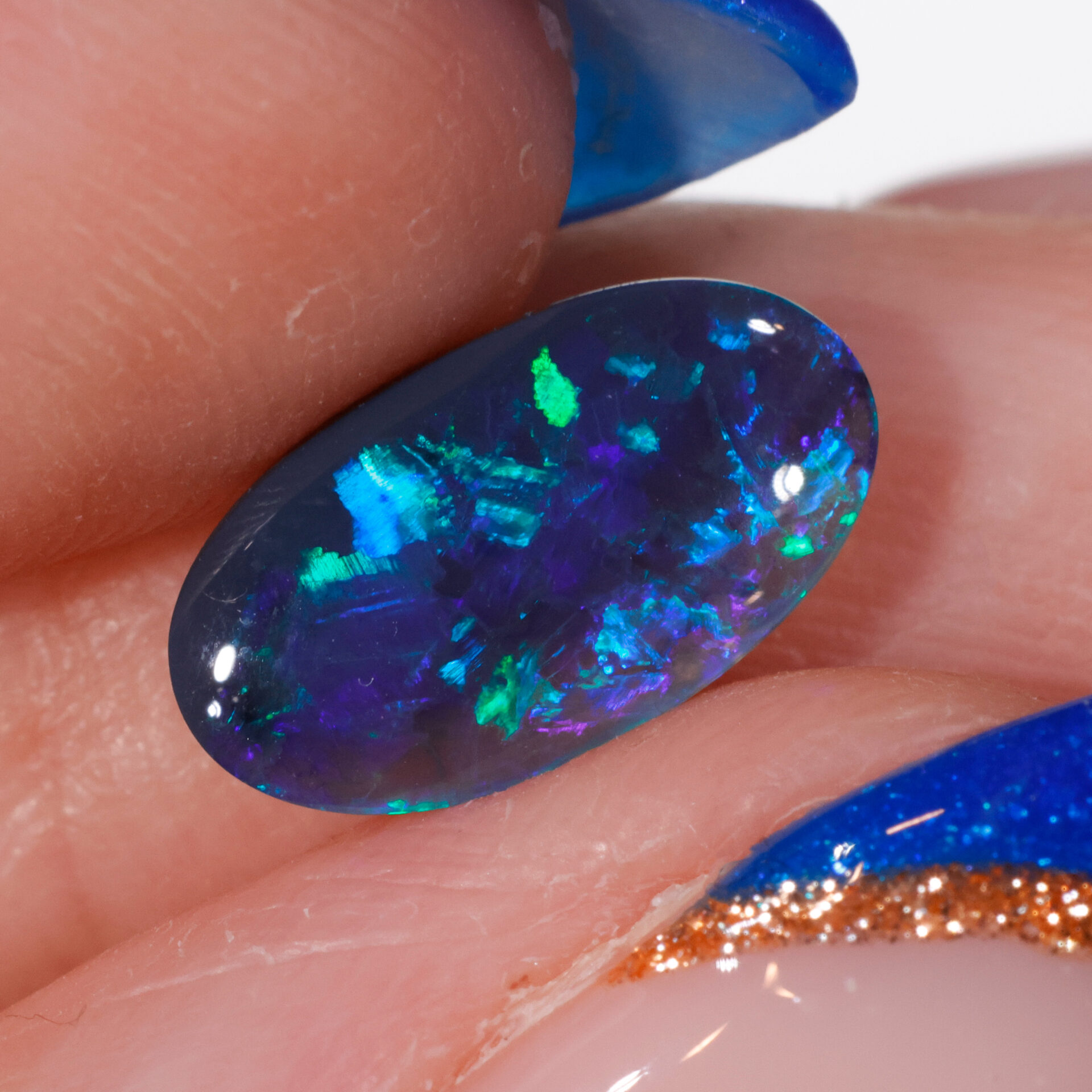 0.83ct Natural Black Opal Bright Green and Blue Play of Color Lightning Ridge Australian Solid Gemstone for Jewelry Making