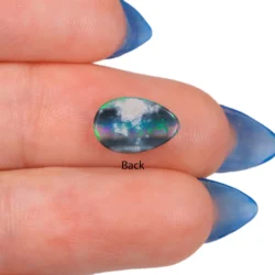 0.77ct Natural Black Opal Pear Cut Neon Bright Yellow Green-back shot