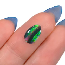 0.77ct Natural Black Opal Pear Cut Neon Bright Yellow Green-hand shot1