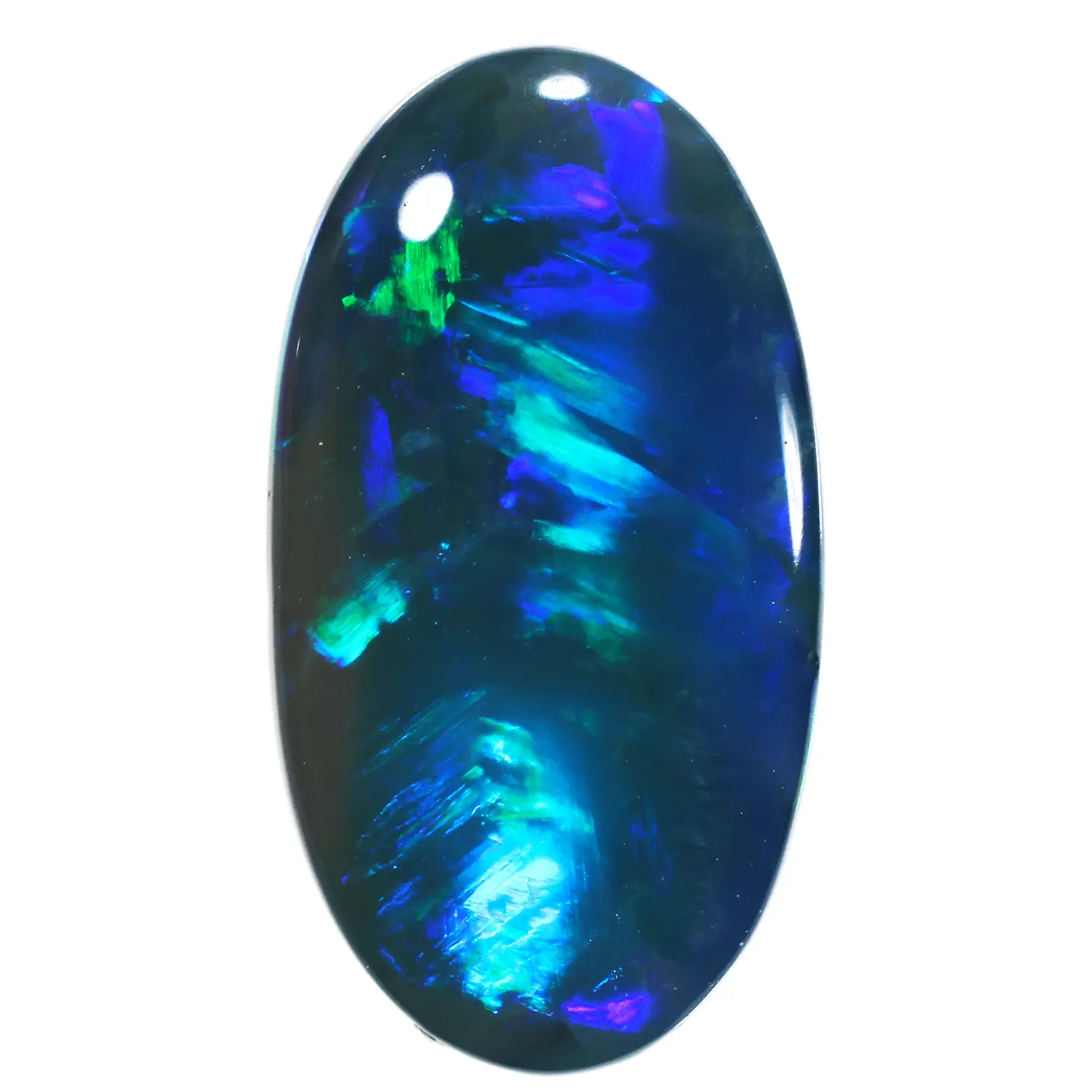 1.51ct Natural Black Opal Oval Cut Green Blue Fire