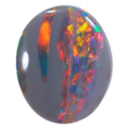 1.97ct Natural Dark Opal Oval Cut with Fiery Red & Multi-Color Fire Play-of-Color form Lightning ridge, Australia.