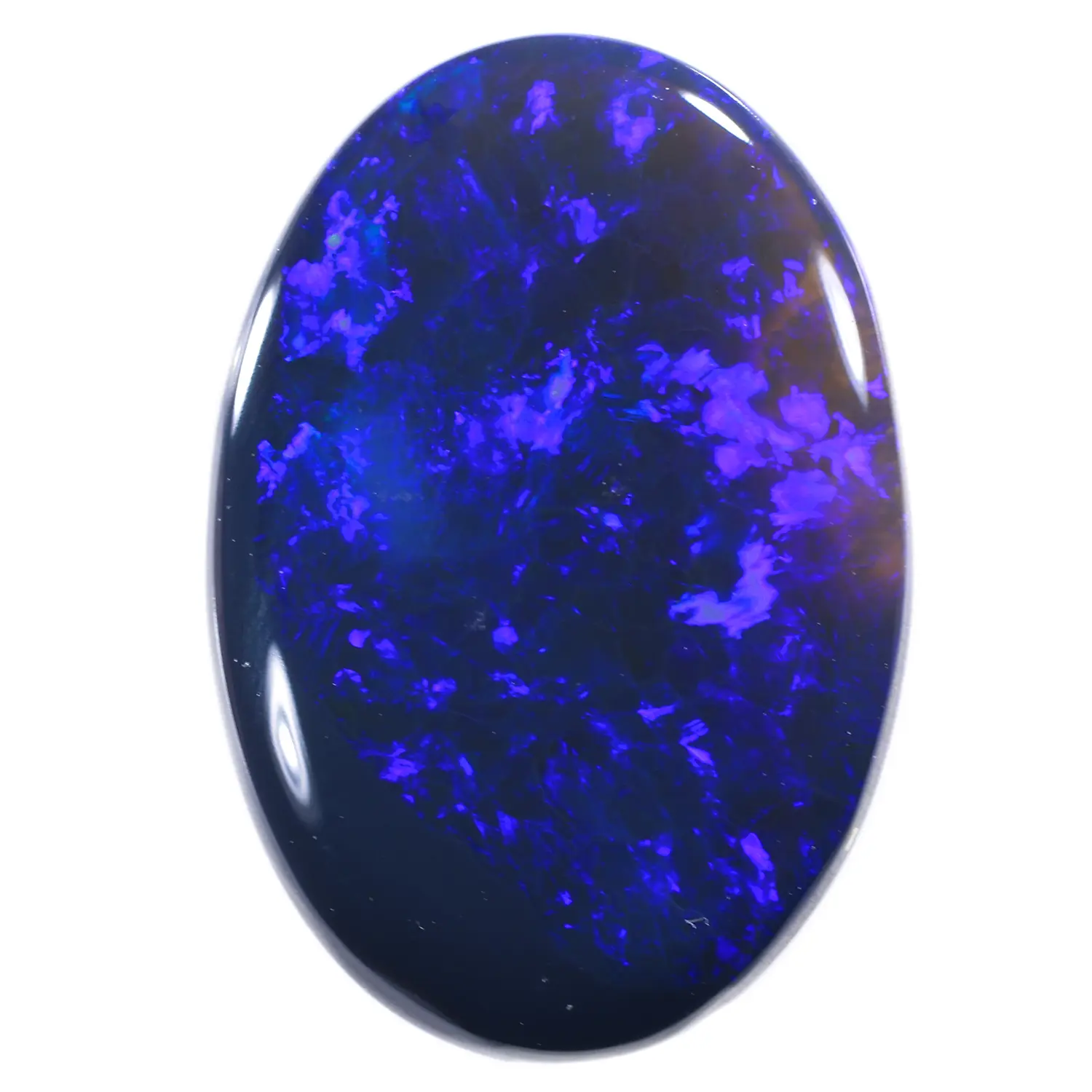 3ct Natural Black Opal Oval Cut with Deep Blue & Purple Fire Play-of-Color Australian Solid.