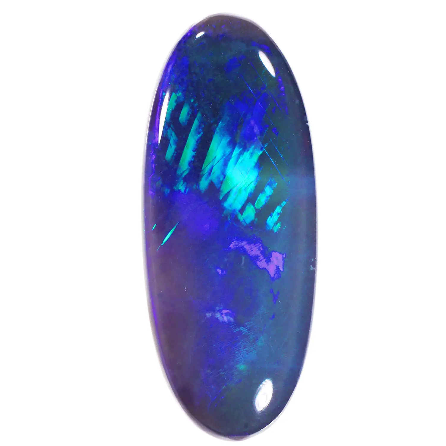 4.63ct Natural Black Opal Oval Cut with Blue Play-of-Color from Lightning Ridge, Australia.