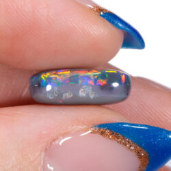 4.56ct Top-Grade Natural Black Opal Oval Cut with Intense Multicolor Play-of-Color from Lightning Ridge, Australia. side a