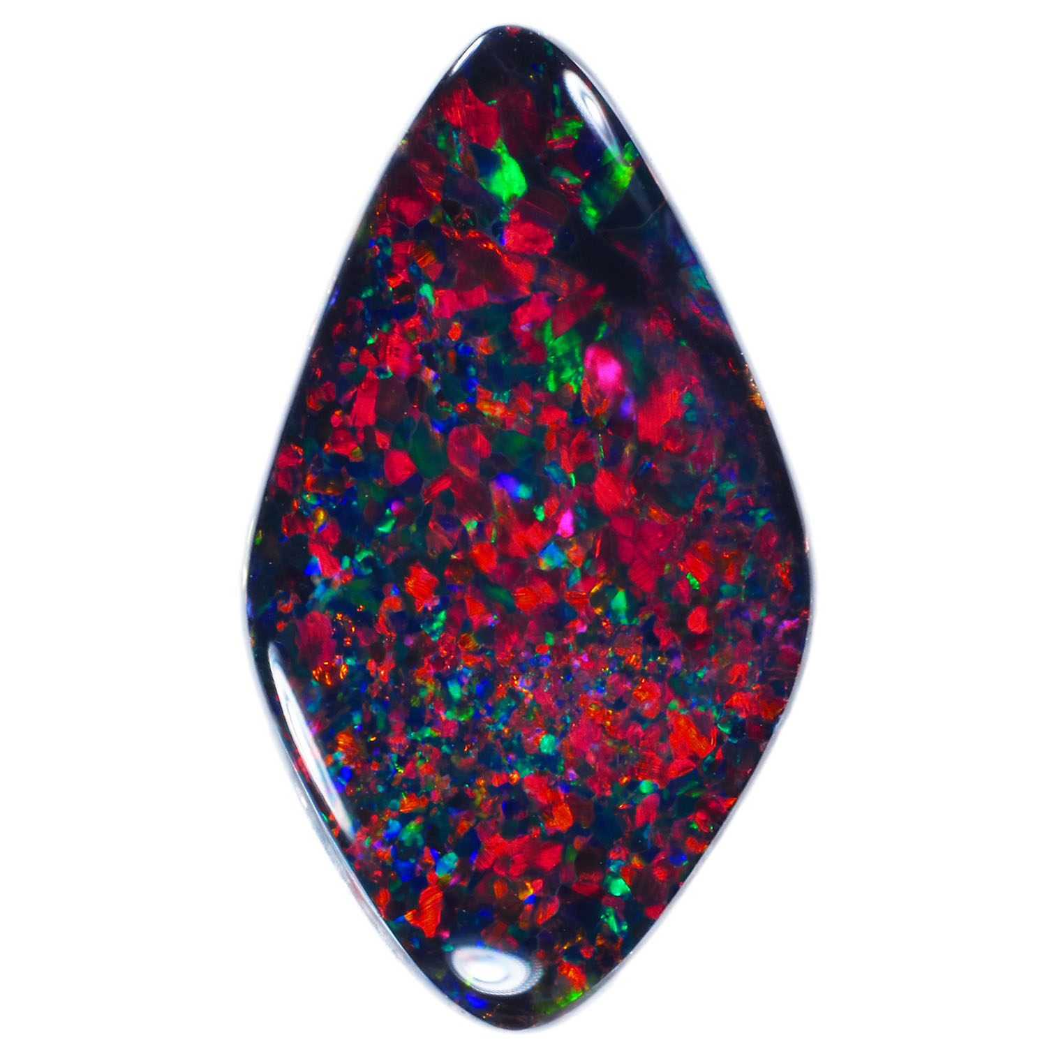 1.68ct Natural Black Opal - Marquise Sparkling Cherry Red