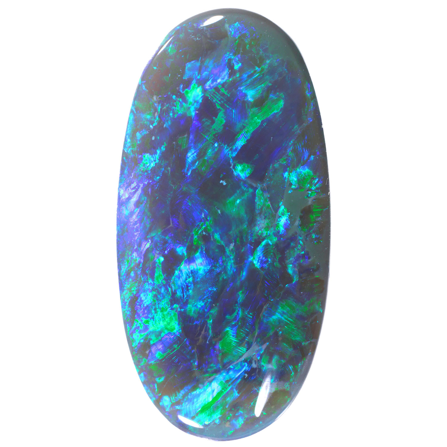 12.53ct Natural Black Opal - Oval Green Blue Fire