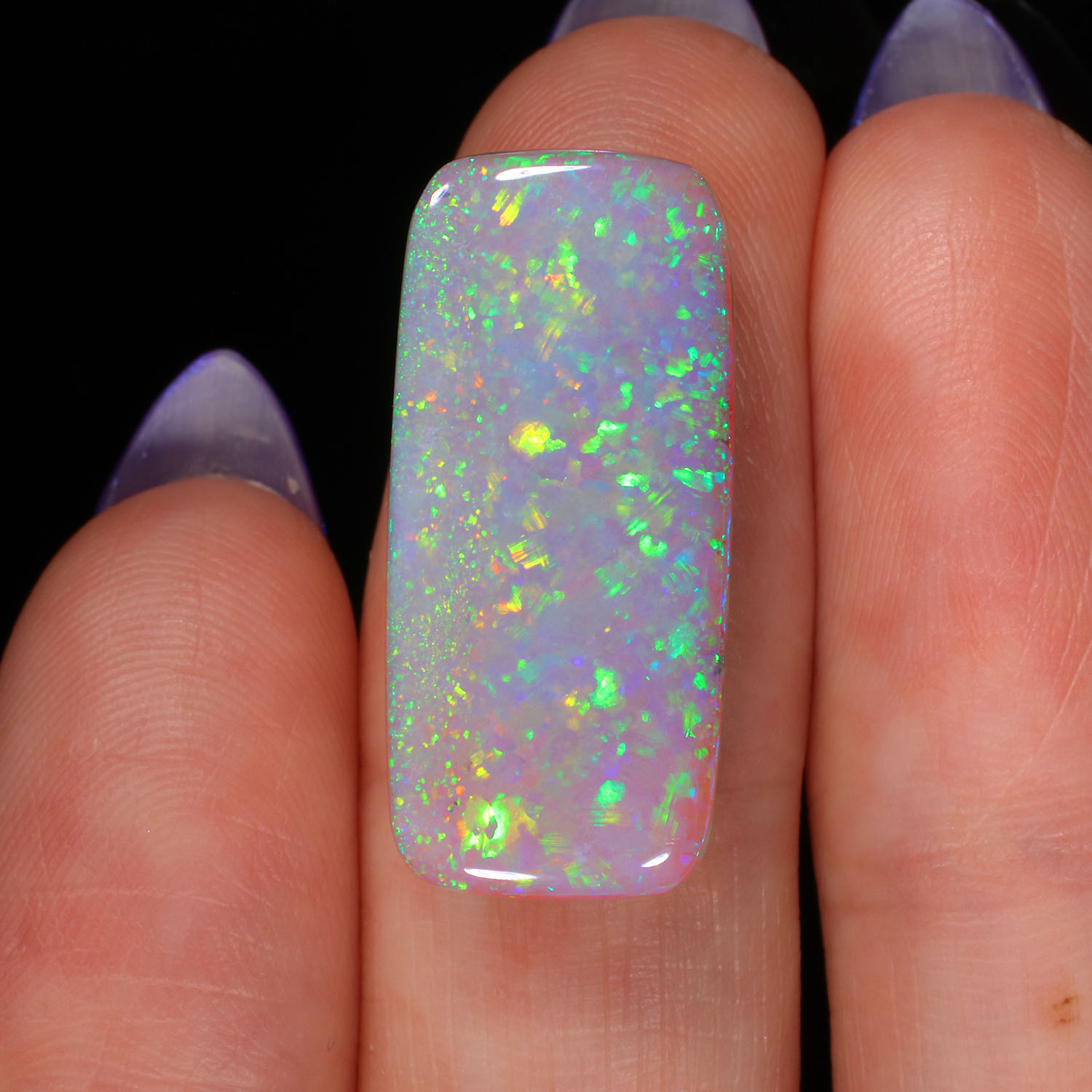13.74ct Natural Dark Opal - Rectangle Sparkling Muticolor Pinfire