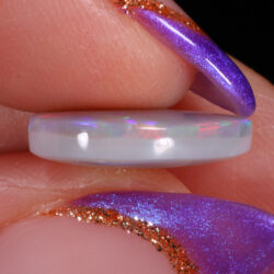 3.64ct Natural Dark Opal -Teardrop Rainbow Fire - side shot1