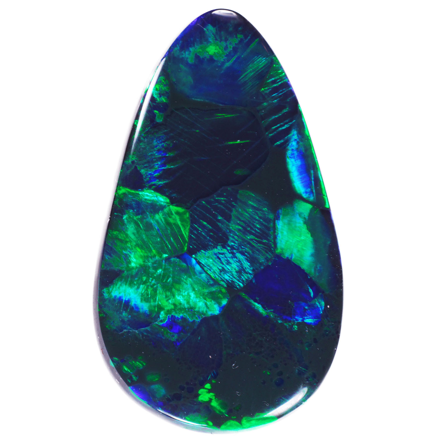 7.25ct Natural Black Opal -Teardrop Blue Green Fire