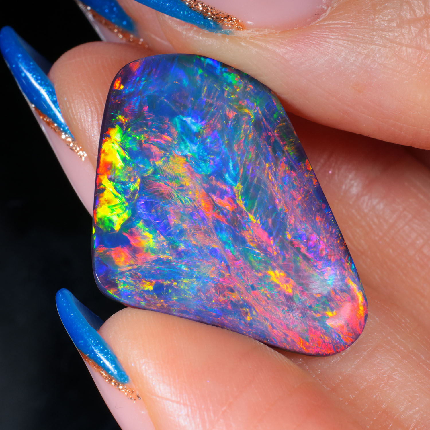 Certified Lightning Ridge Black Opal Rainbow Fire 9.82ct