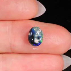 1.61ct Natural Black Opal Oval Neon Multicolor Fire-back shot