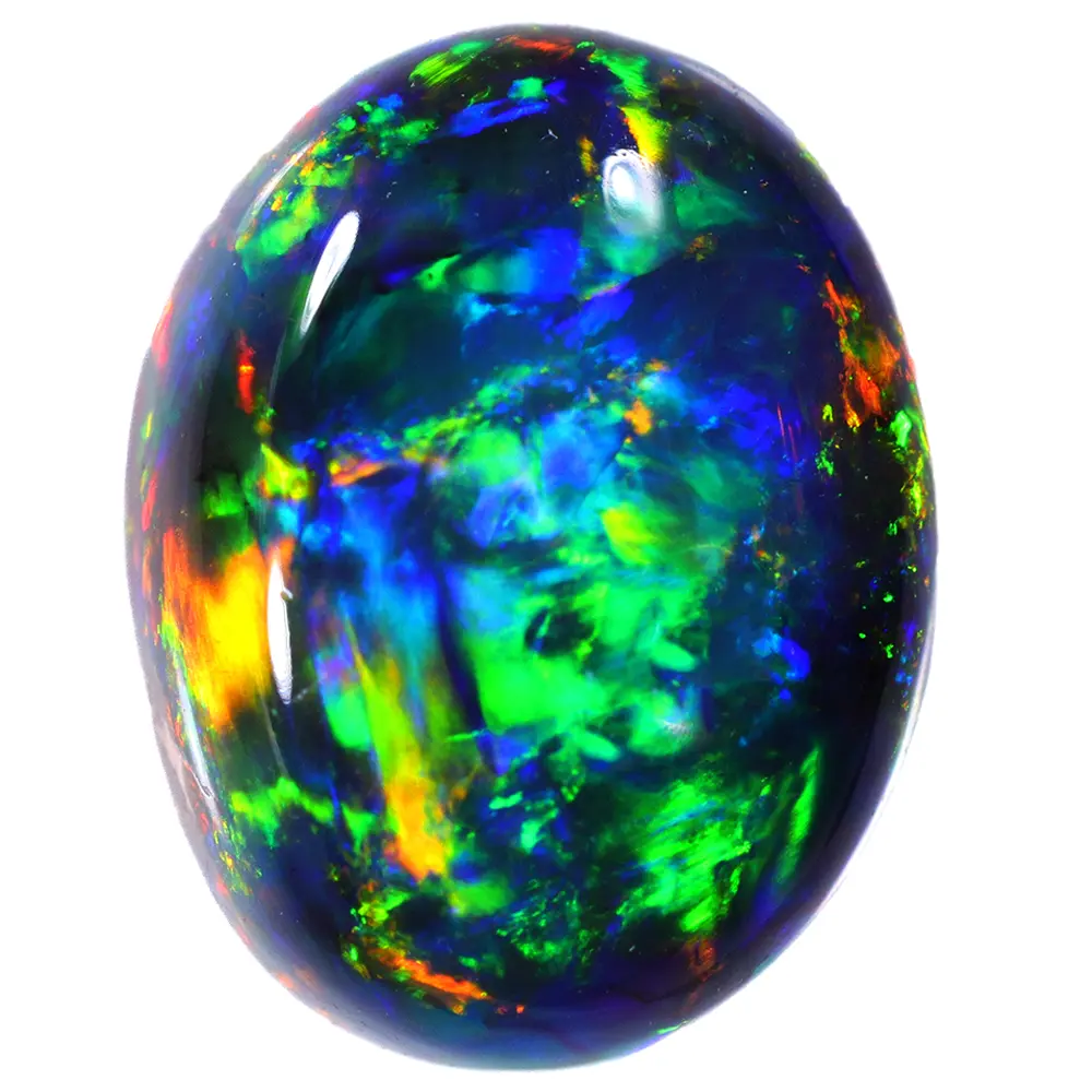 1.61ct black opal with golden green blue red fire from Lightning Ridge Australia