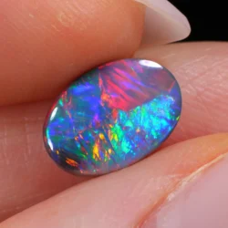 1.6ct Lightning Ridge black opal closeup of fire colors