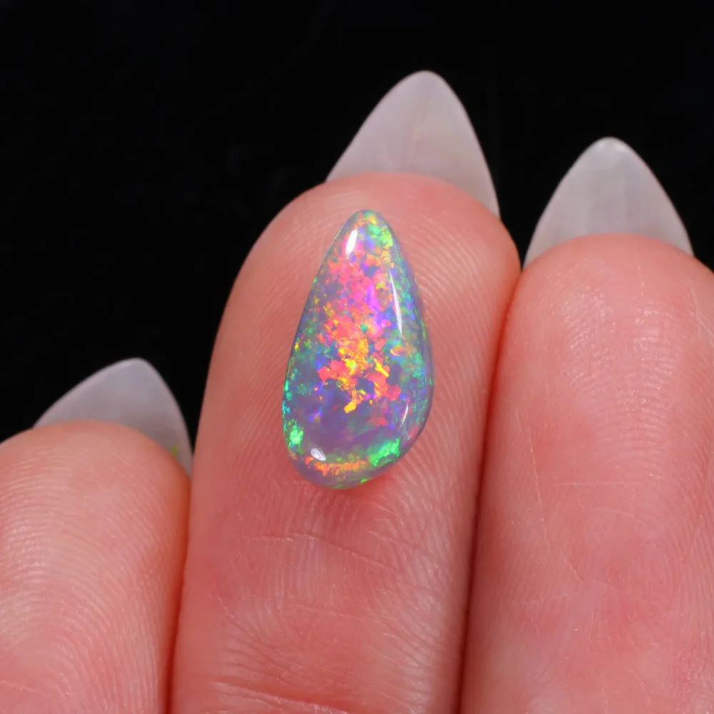 2.12ct Natural Black Crystal Opal Neon Fuchsia Rainbow Fire