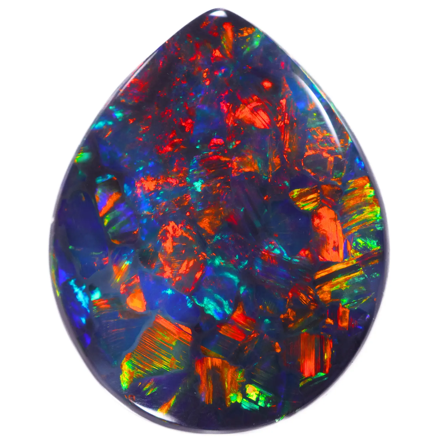 1.02ct Natural Black Opal Teardrop Sparkle Red Orange Green Fire