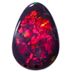 Natural 1.98ct solid black opal from Lightning Ridge Australia with red orange green fire teardrop shape loose gemstone perfect for custom jewelry