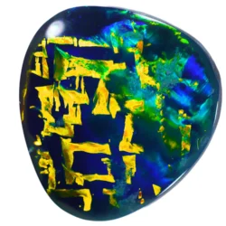 3.95ct Solid Black Opal Golden Chinese Writing Pattern