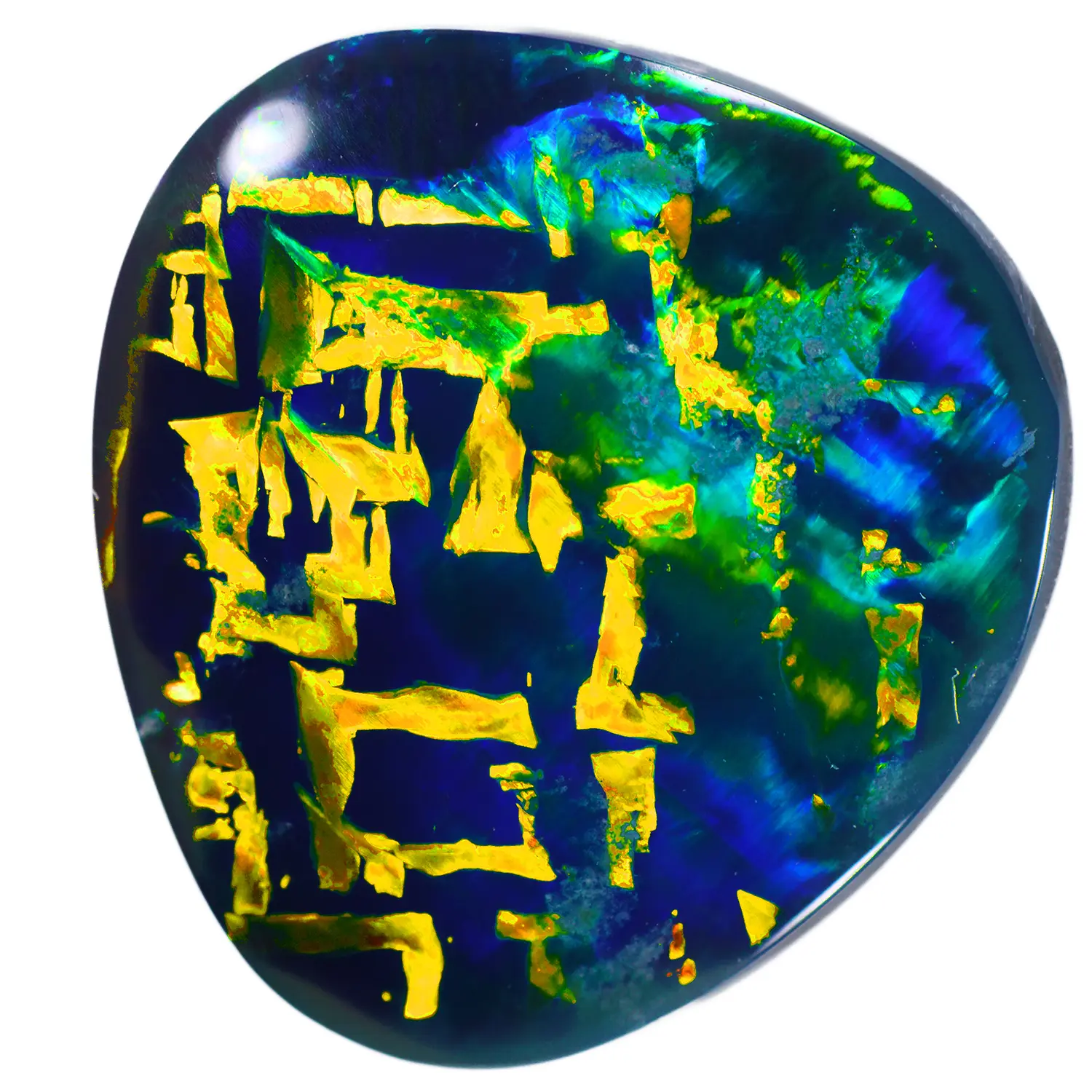 3.95ct Solid Black Opal Golden Chinese Writing Pattern