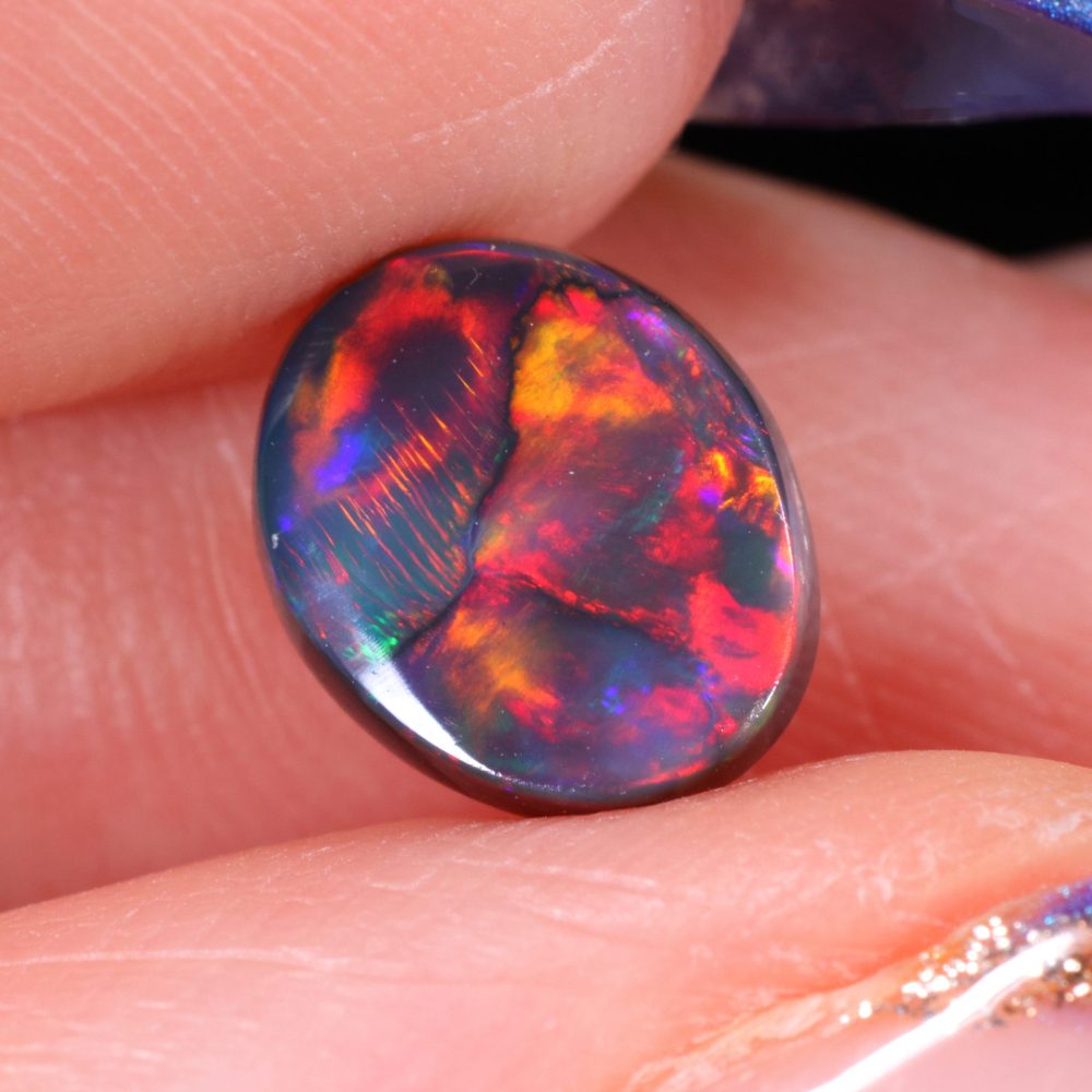 1.1ct Black Opal Bright Red and Multicolor Fire | Opal Galaxy