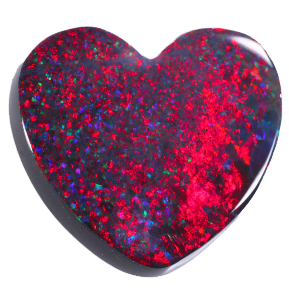 4.34ct natural black opal heart vivid red fire Lightning Ridge australia opal galaxy XX1881