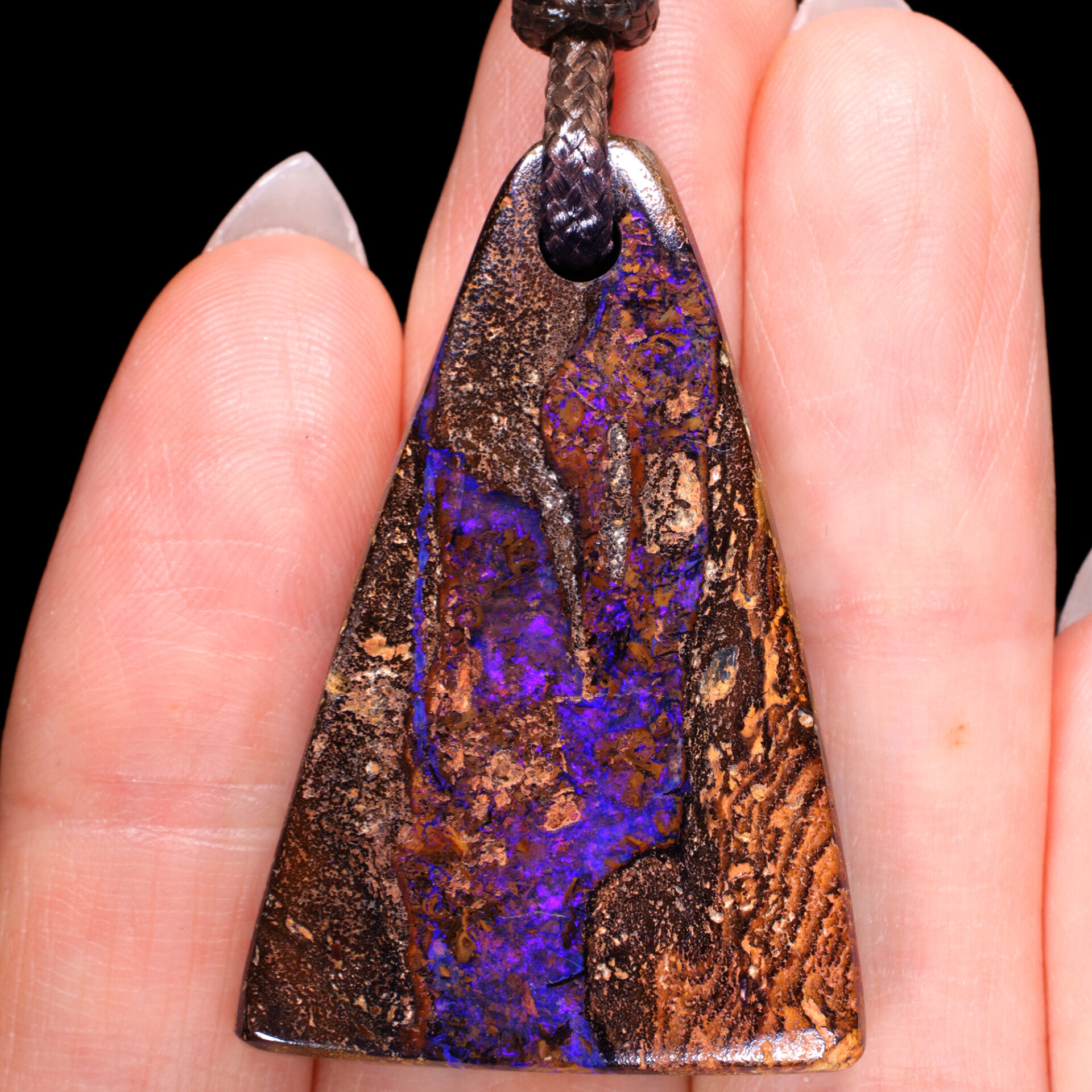 Boulder Opal Pendant 75ct angled view Australian opal gemstone Opal Galaxy product image