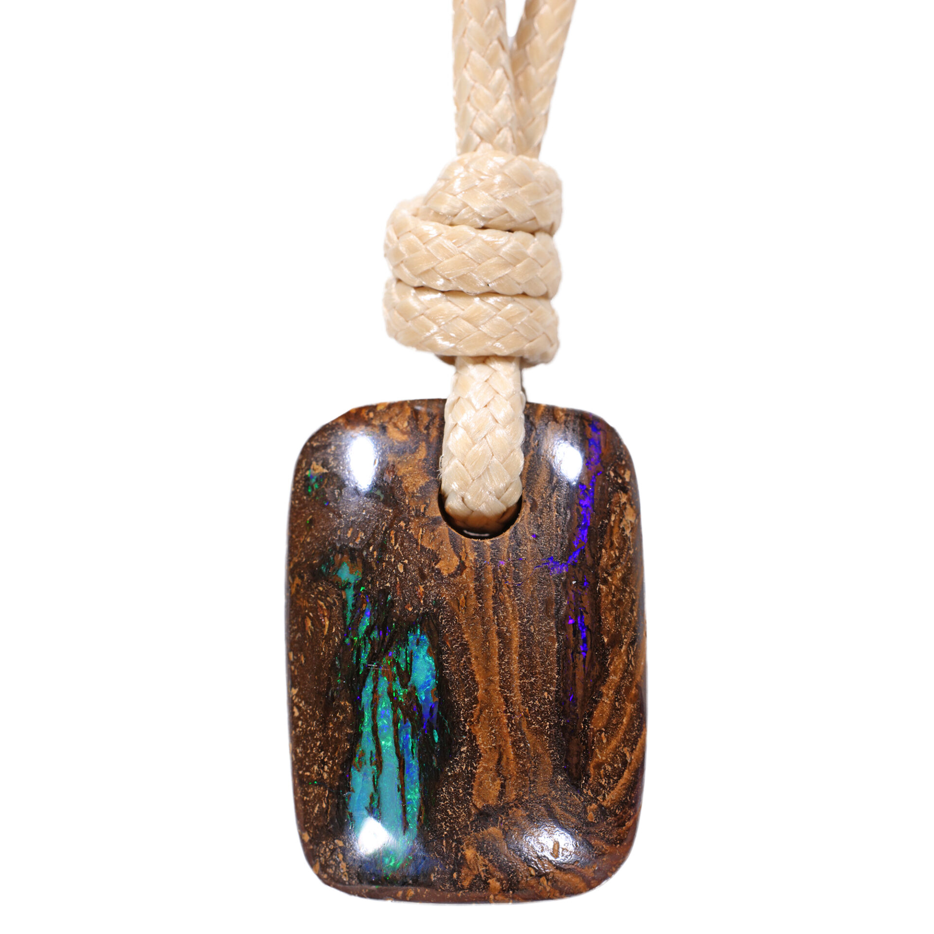 27ct Solid Boulder Opal Pendant Blue Green Fire front face view Australian opal gemstone Opal Galaxy product image