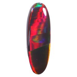 natural 1.84ct black opal with rolling multicolor fire showing vivid red green and blue play of color from Lightning Ridge Australia