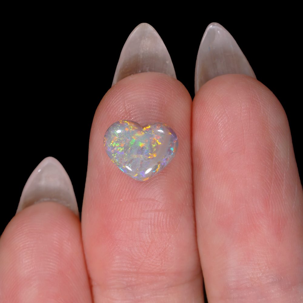 1.29ct dark opal heart semi black lightning ridge australia opal galaxy